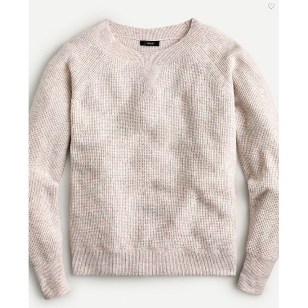 J.Crew Pastel Waffle Knit Cotton Blend Long Sleeve Crew Neck Pullover Sweater